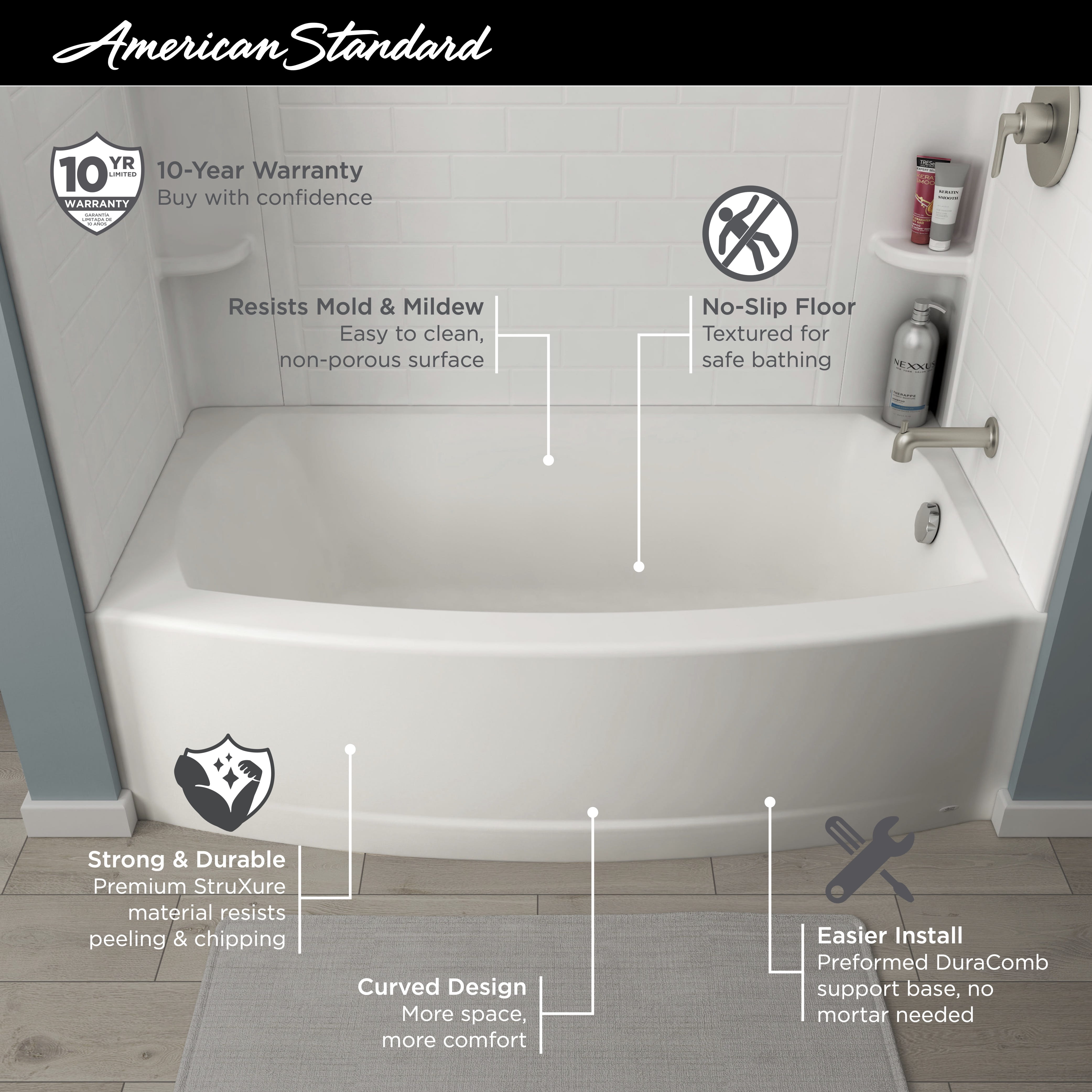 Elevate™ 5x30-inch Integral Apron Bathtub with Right-hand Outlet